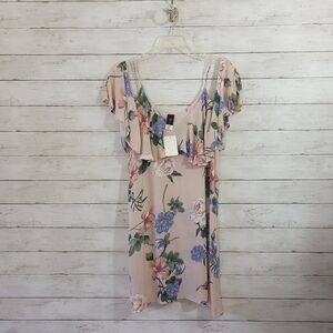 Boutique Brand Floral Print Ruffle Accents Semi Sheer Lightweight Size Medium